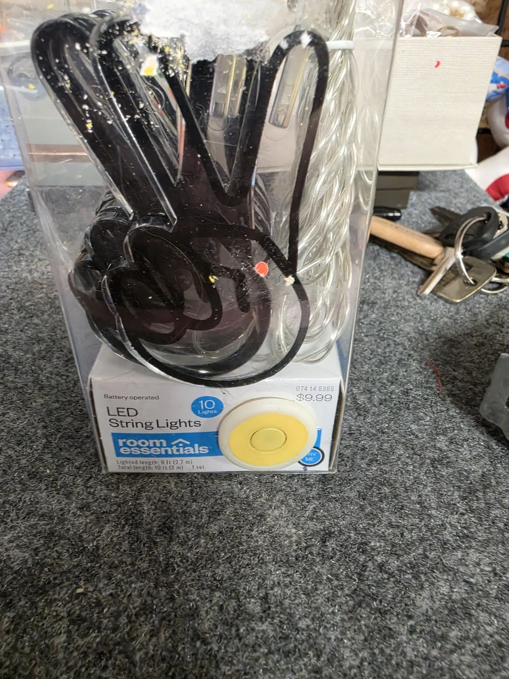 AT-1 Room Essentials Black LED String Lights - Peace Hand Design
